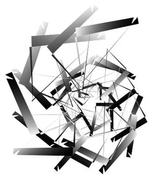 Geometric abstract art. Edgy, angular rough texture. Monochrome, black and wh 스톡 일러스트