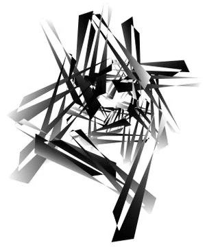 Geometric abstract art. Edgy, angular rough texture. Monochrome, black and wh 스톡 일러스트