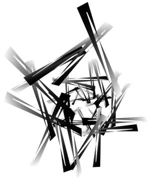 Geometric abstract art. Edgy, angular rough texture. Monochrome, black and wh Stock Illustration