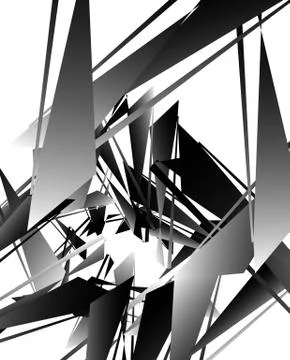 Geometric abstract art. Edgy, angular rough texture. Monochrome, black and wh Stock Illustration