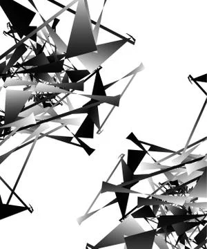 Geometric abstract art. Edgy, angular rough texture. Monochrome, black and wh Stock Illustration