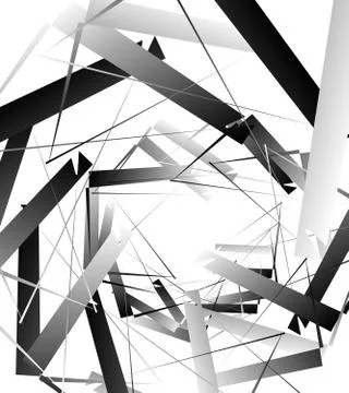 Geometric abstract art. Edgy, angular rough texture. Monochrome, black and wh Stock Illustration