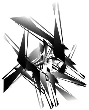 Geometric abstract art. Edgy, angular rough texture. Monochrome, black and wh Stock Illustration