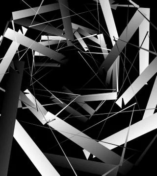 Geometric abstract art. Edgy, angular rough texture. Monochrome, black and wh Stock Illustration