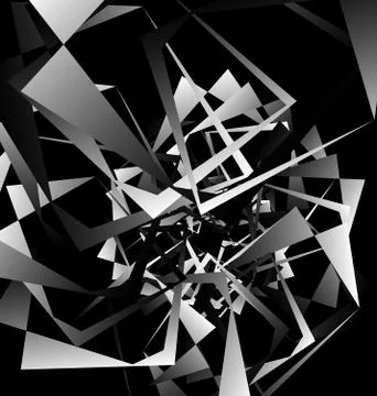 Geometric abstract art. Edgy, angular rough texture. Monochrome, black and wh 스톡 일러스트