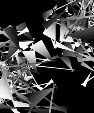 Geometric abstract art. Edgy, angular rough texture. Monochrome, black and wh Stock Illustration