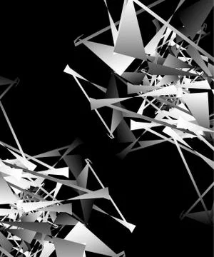 Geometric abstract art. Edgy, angular rough texture. Monochrome, black and wh Stock Illustration