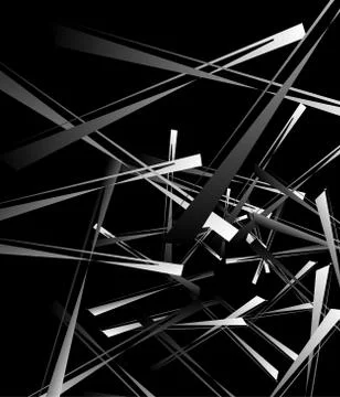 Geometric abstract art. Edgy, angular rough texture. Monochrome, black and wh Stock Illustration