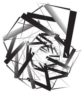 Geometric abstract art. Edgy, angular rough texture. Monochrome, black and wh Stockillustratie