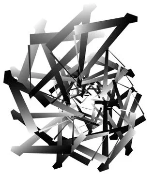 Geometric abstract art. Edgy, angular rough texture. Monochrome, black and wh Stock Illustration