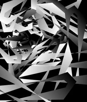Geometric abstract art. Edgy, angular rough texture. Monochrome, black and wh Stock-Illustration