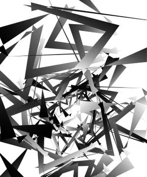 Geometric abstract art. Edgy, angular rough texture. Monochrome, black and wh 스톡 일러스트