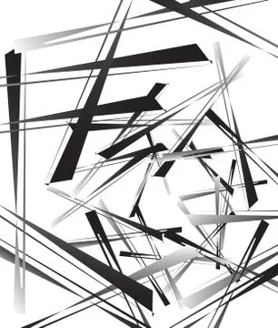Geometric abstract art. Edgy, angular rough texture. Monochrome, black and wh 스톡 일러스트