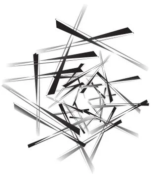 Geometric abstract art. Edgy, angular rough texture. Monochrome, black and wh Stock Illustration
