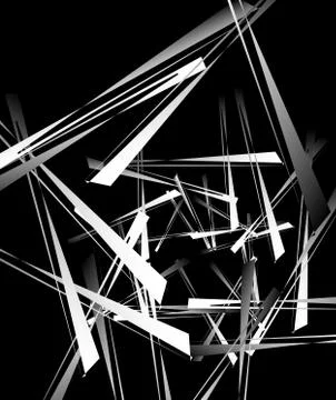 Geometric abstract art. Edgy, angular rough texture. Monochrome, black and wh Stock Illustration