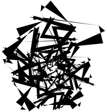 Geometric abstract art. Edgy, angular rough texture. Monochrome, black and wh Stock Illustration