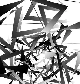 Geometric abstract art. Edgy, angular rough texture. Monochrome, black and wh Stock Illustration