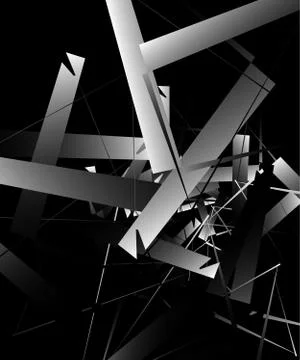 Geometric abstract art. Edgy, angular rough texture. Monochrome, black and wh 스톡 일러스트