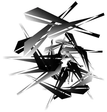 Geometric abstract art. Edgy, angular rough texture. Monochrome, black and wh Stock Illustration