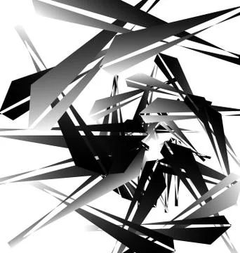 Geometric abstract art. Edgy, angular rough texture. Monochrome, black and wh Stock-Illustration