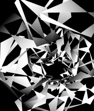 Geometric abstract art. Edgy, angular rough texture. Monochrome, black and wh Stock Illustration