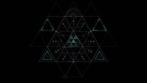 Geometric Abstract Art with Triangular Symmetrical Patterns and Dark Aestheti Stock Footage 341918024