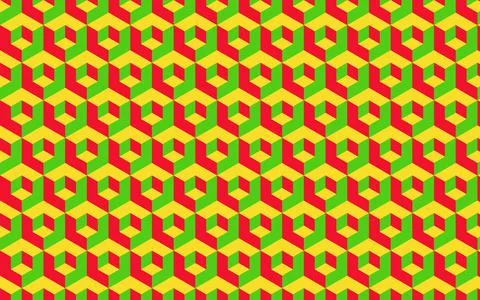 Geometric abstract background 3d cube red yellow green color in vector. Stock Illustration