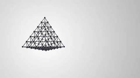 Geometric abstract background. 3D pyramid rotates in space. Stock Footage 130870909