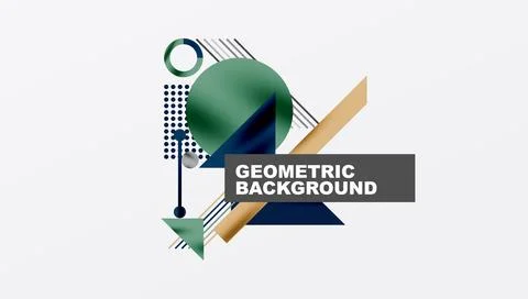 Geometric Abstract Background with Bold Shapes and Contrasting Colors. Circ.. Stock Illustration