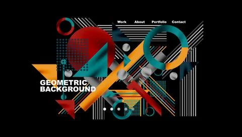 Geometric Abstract Background with Bold Shapes and Contrasting Colors. Circles Stock Illustration