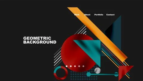 Geometric Abstract Background with Bold Shapes and Contrasting Colors. Circles Stock Illustration