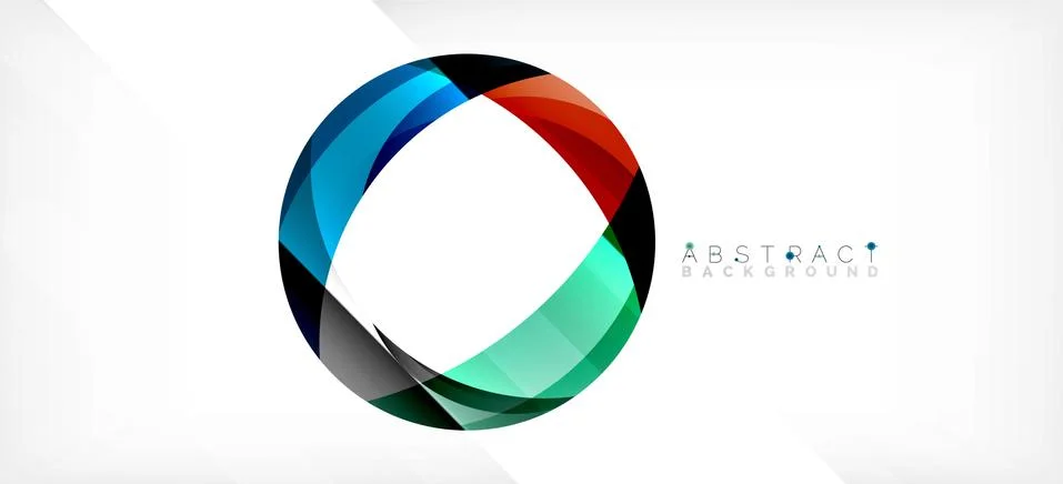 Geometric abstract background. Circle created with overlapping color shapes Illustrazione stock