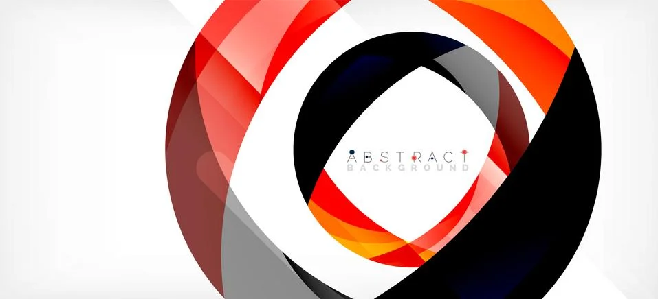 Geometric abstract background. Circle created with overlapping color shapes Illustrazione stock