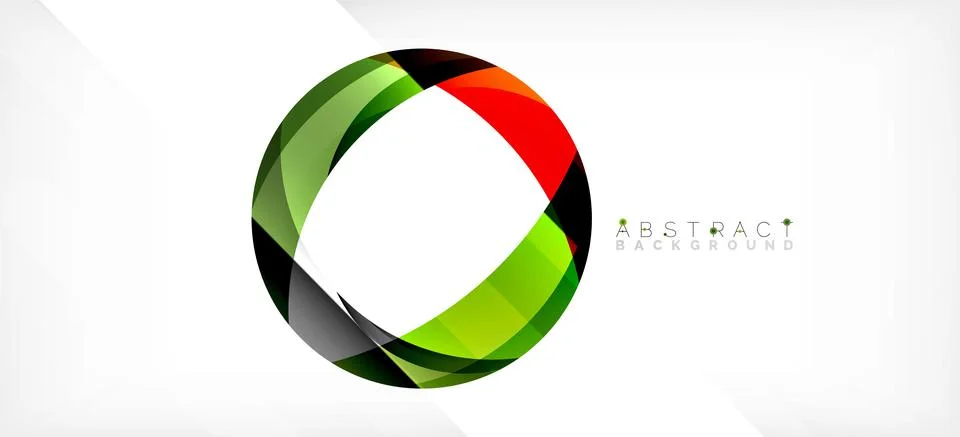 Geometric abstract background. Circle created with overlapping color shapes Illustrazione stock