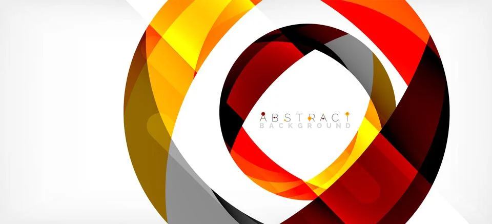 Geometric abstract background. Circle created with overlapping color shapes Illustrazione stock