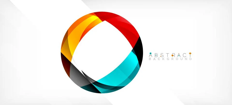 Geometric abstract background. Circle created with overlapping color shapes Stock Illustration