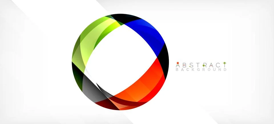 Geometric abstract background. Circle created with overlapping color shapes Illustrazione stock