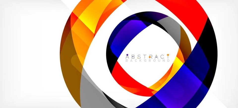 Geometric abstract background. Circle created with overlapping color shapes Illustrazione stock
