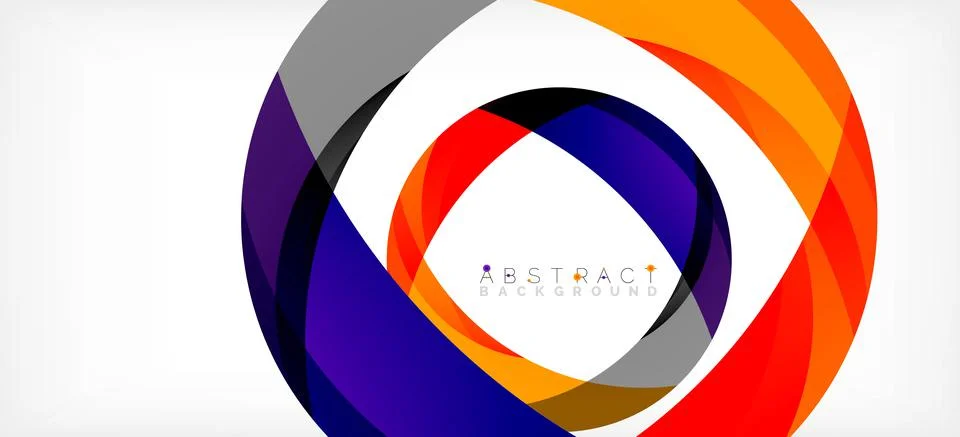 Geometric abstract background. Circle created with overlapping color shapes Stock Illustration