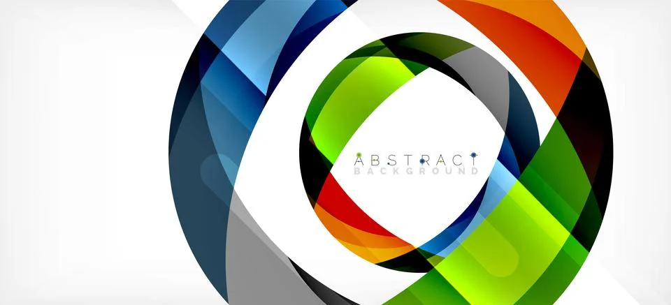 Geometric abstract background. Circle created with overlapping color shapes 스톡 일러스트
