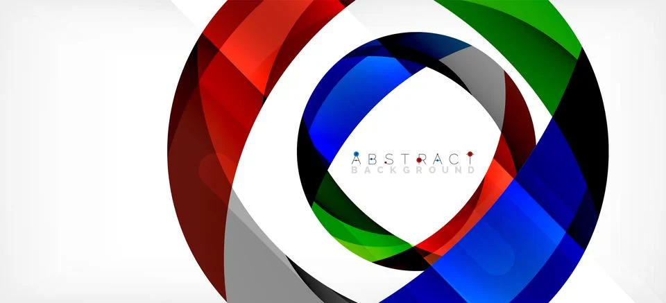 Geometric abstract background. Circle created with overlapping color shapes Illustrazione stock