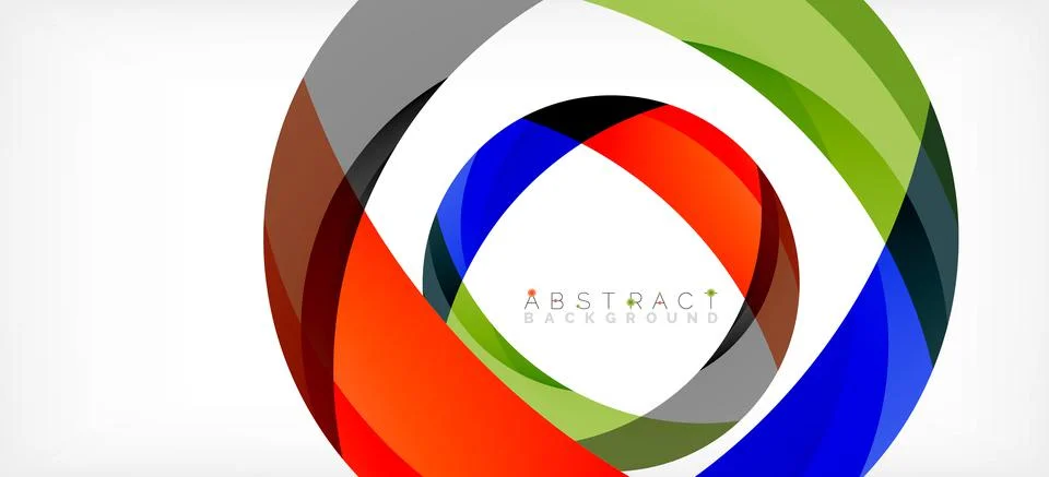Geometric abstract background. Circle created with overlapping color shapes Illustrazione stock