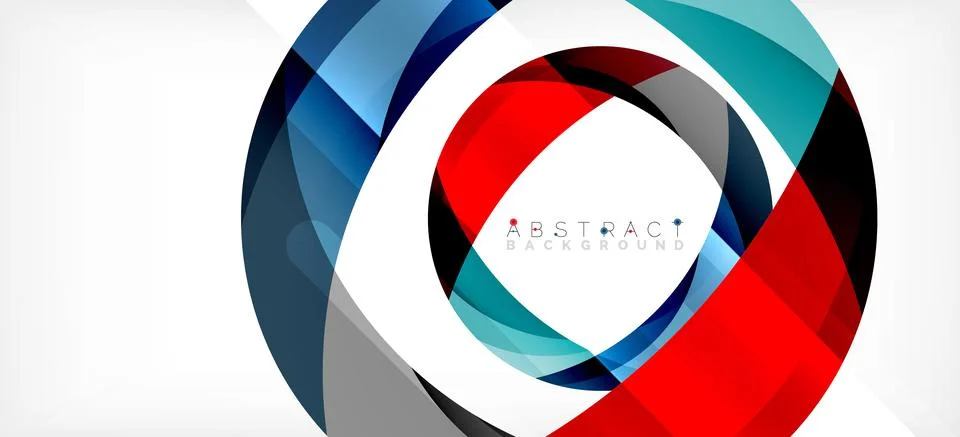Geometric abstract background. Circle created with overlapping color shapes Illustrazione stock