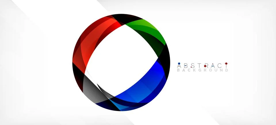 Geometric abstract background. Circle created with overlapping color shapes 스톡 일러스트
