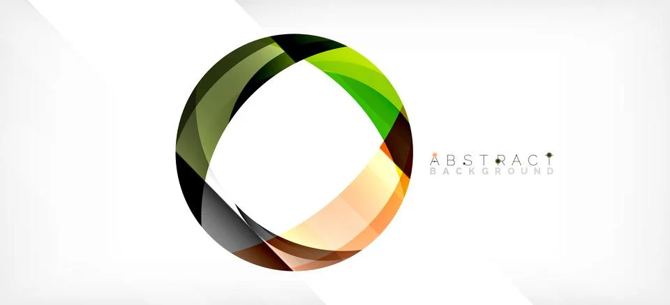 Geometric abstract background. Circle created with overlapping color shapes Illustrazione stock