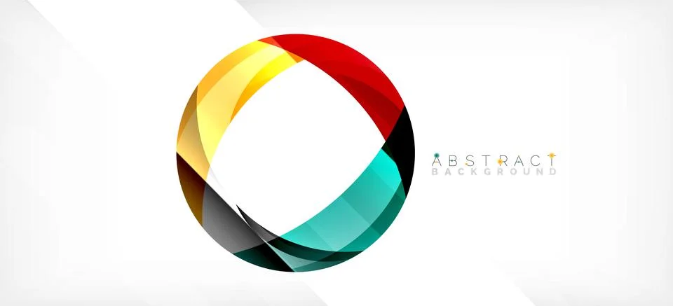 Geometric abstract background. Circle created with overlapping color shapes Illustrazione stock