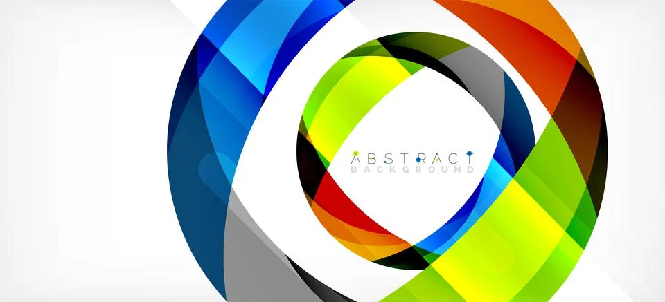 Geometric abstract background. Circle created with overlapping color shapes Stock Illustration