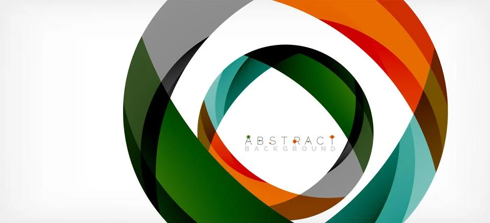 Geometric abstract background. Circle created with overlapping color shapes Illustrazione stock