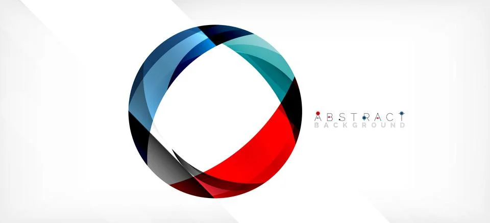 Geometric abstract background. Circle created with overlapping color shapes 스톡 일러스트