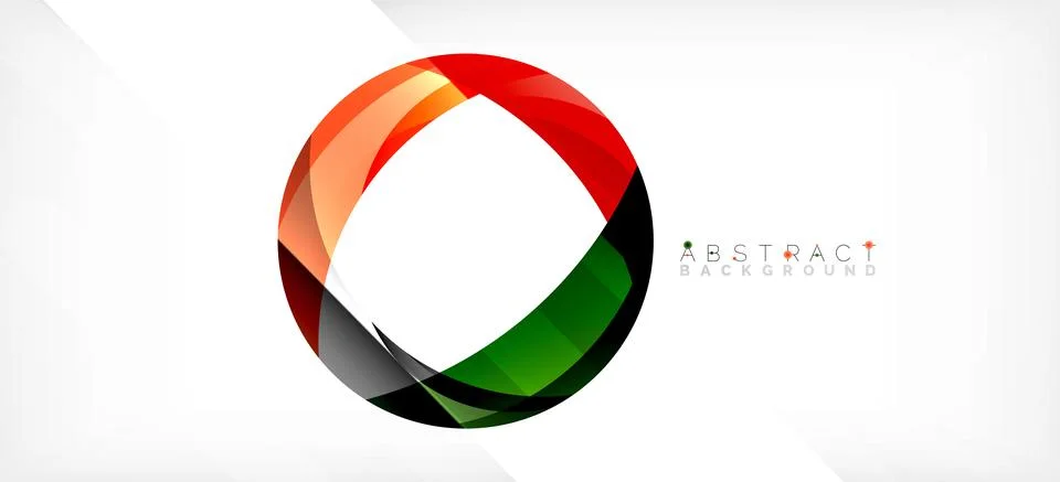 Geometric abstract background. Circle created with overlapping color shapes Illustrazione stock